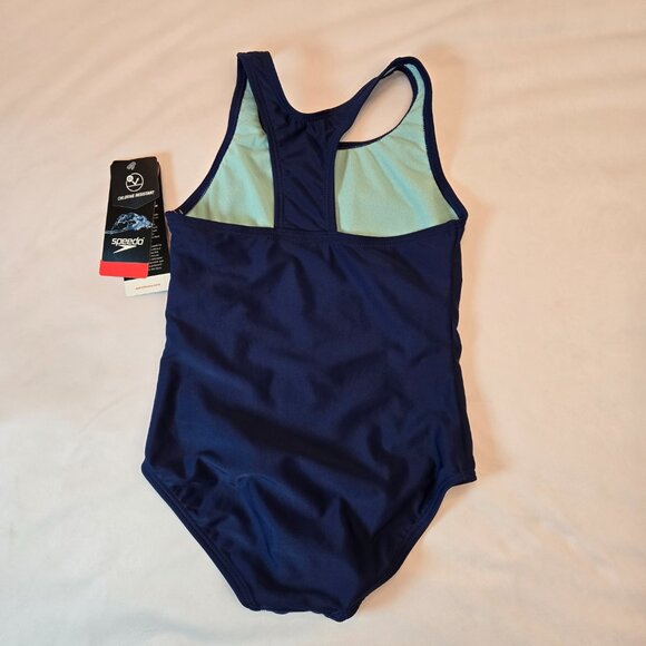 SPEEDO Girl's Swimsuit One Piece Closed Racerback Sz: 7 Blueprint - Picture 4 of 8